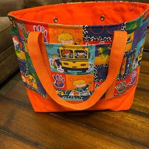 Handmade School Bus Orange and Yellow Tote Bag